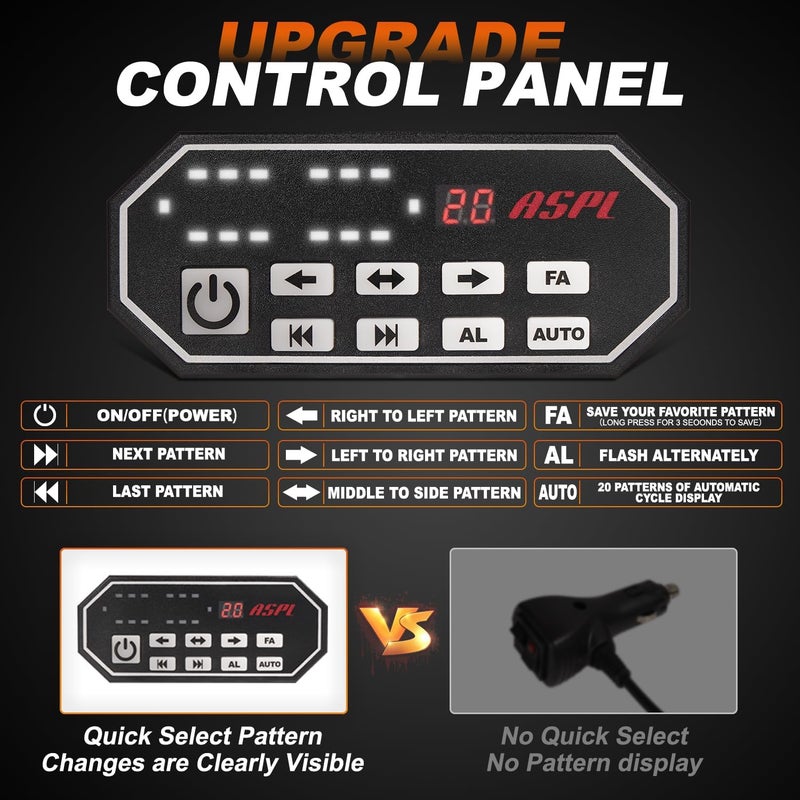 ASPL 26inch 126 LED Emergency Rooftop Strobe Lights Bar w/Controller Double Side Warning Hazard Snow Plow Flashing Light Traffic Advisor Safety Light for Work Trucks Vehicles Tow Pickup(Red/Blue) - Image 3